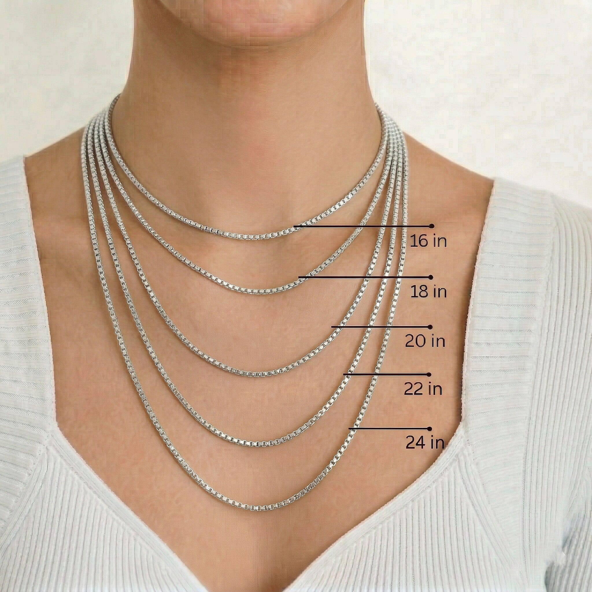 9K White Gold  Chain (Size - 18),  Gold Wt. 0.97 Gms