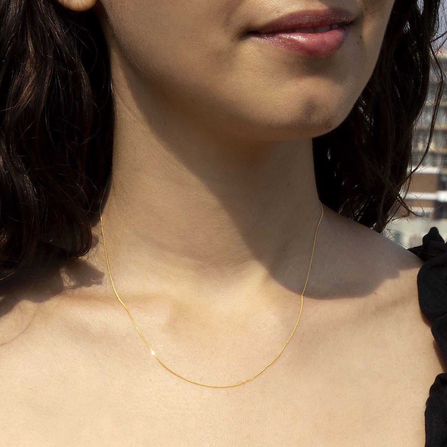 9K Yellow Gold Diamond Cut Curb Chain With Spring Ring Clasp (Adjustable Size - 16- 18)