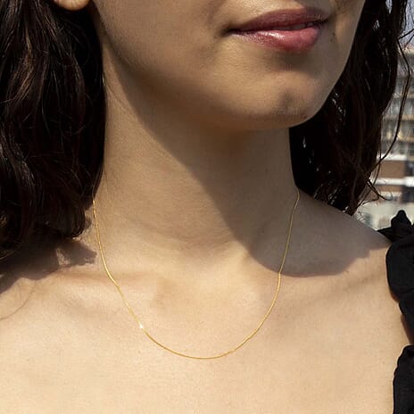 9K Yellow Gold Diamond Cut Curb Chain With Spring Ring Clasp (Adjustable Size - 16- 18)