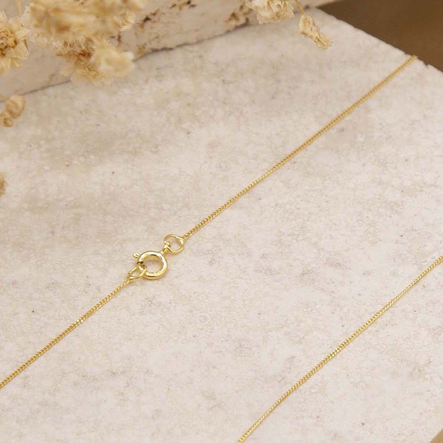 9K Yellow Gold Diamond Cut Curb Chain With Spring Ring Clasp (Adjustable Size - 16- 18)