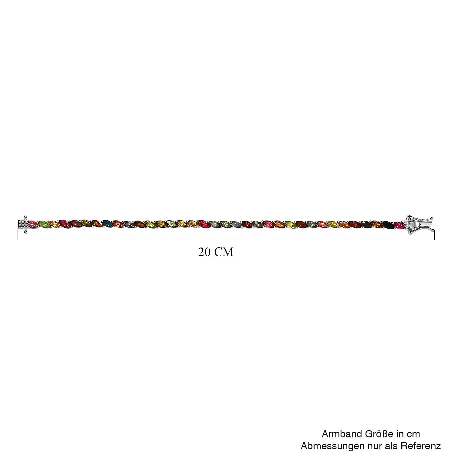 Multi-Tourmaline Linking Tennis Bracelet (Size - 7.5) with GB Lock Box in Platinum Overlay Sterling Silver 8.47 Ct, Silver Wt. 8.15 Gms