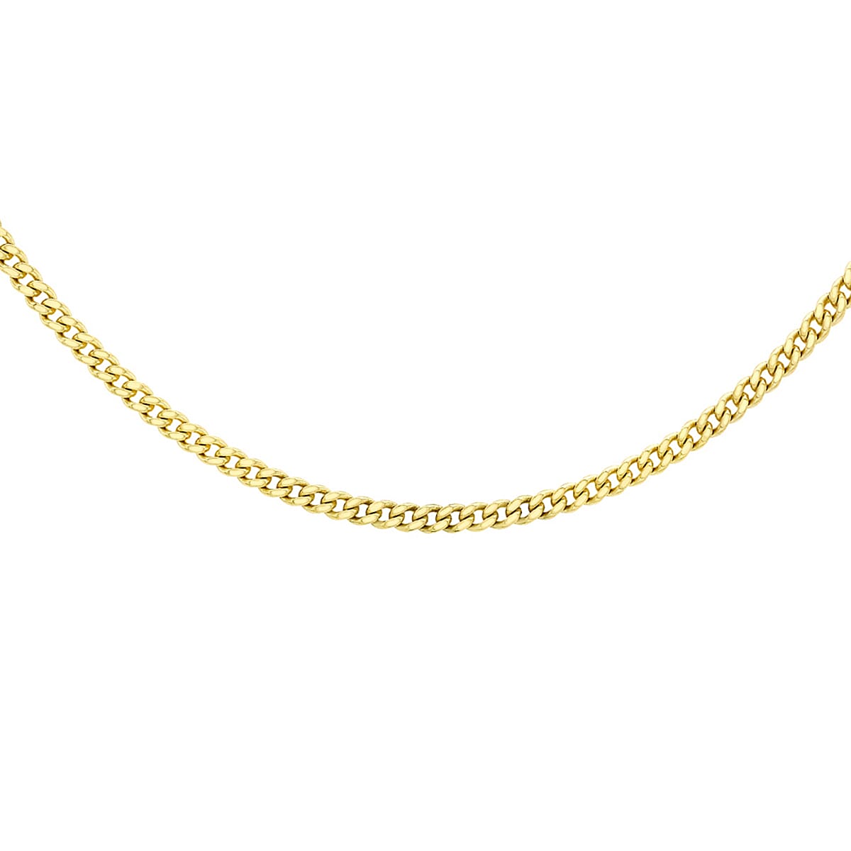 9K Yellow Gold Diamond Cut Curb Chain With Spring Ring Clasp (Size - 18)