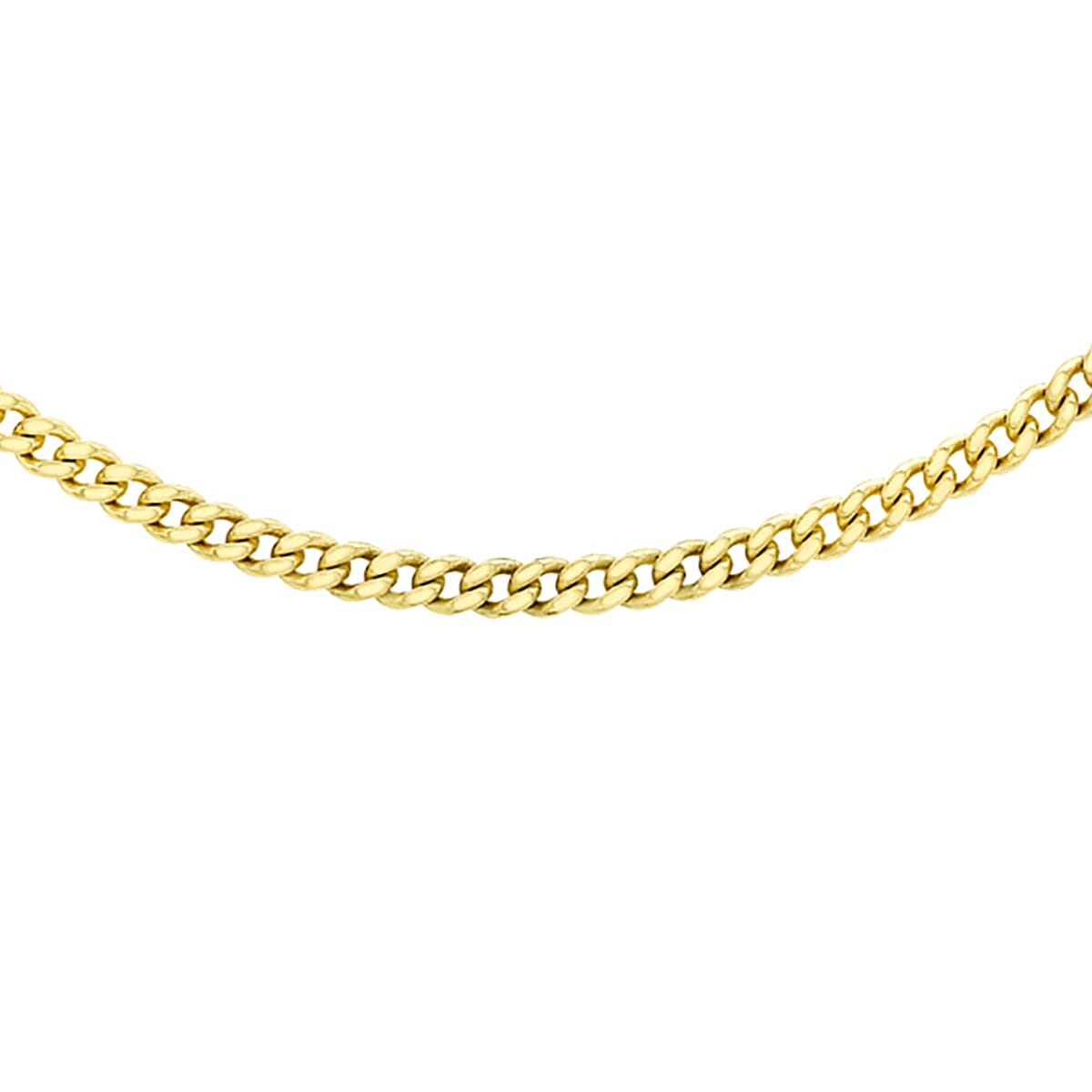 9K Yellow Gold Diamond Cut Curb Chain With Spring Ring Clasp (Size - 18)