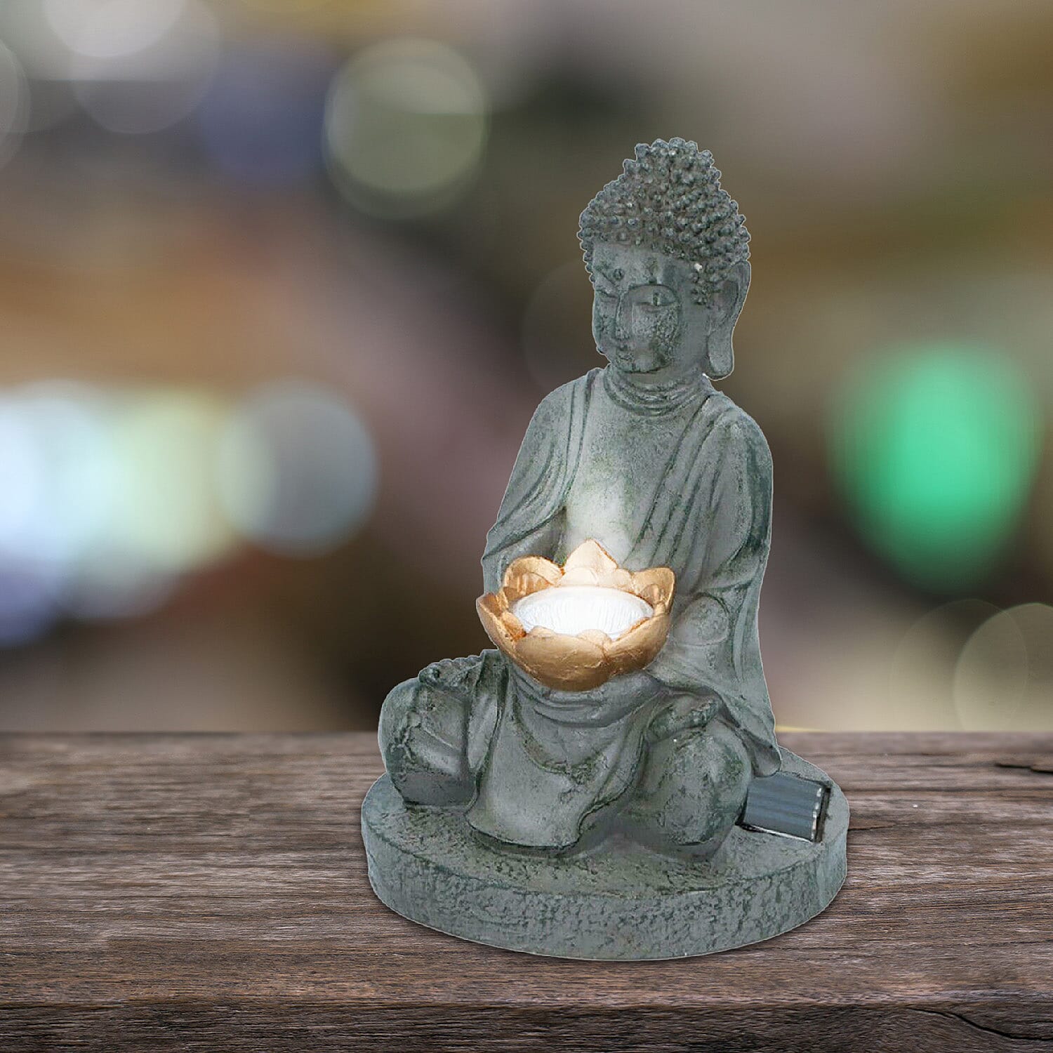 Buddha Garden Ornaments with Solar Lights - 25cm (H)