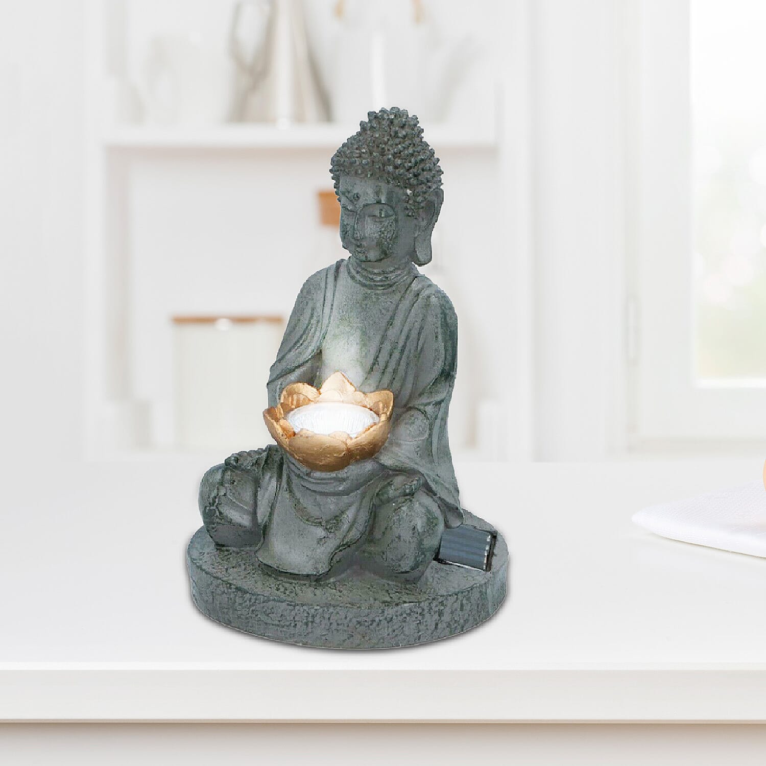 Buddha Garden Ornaments with Solar Lights - 25cm (H)