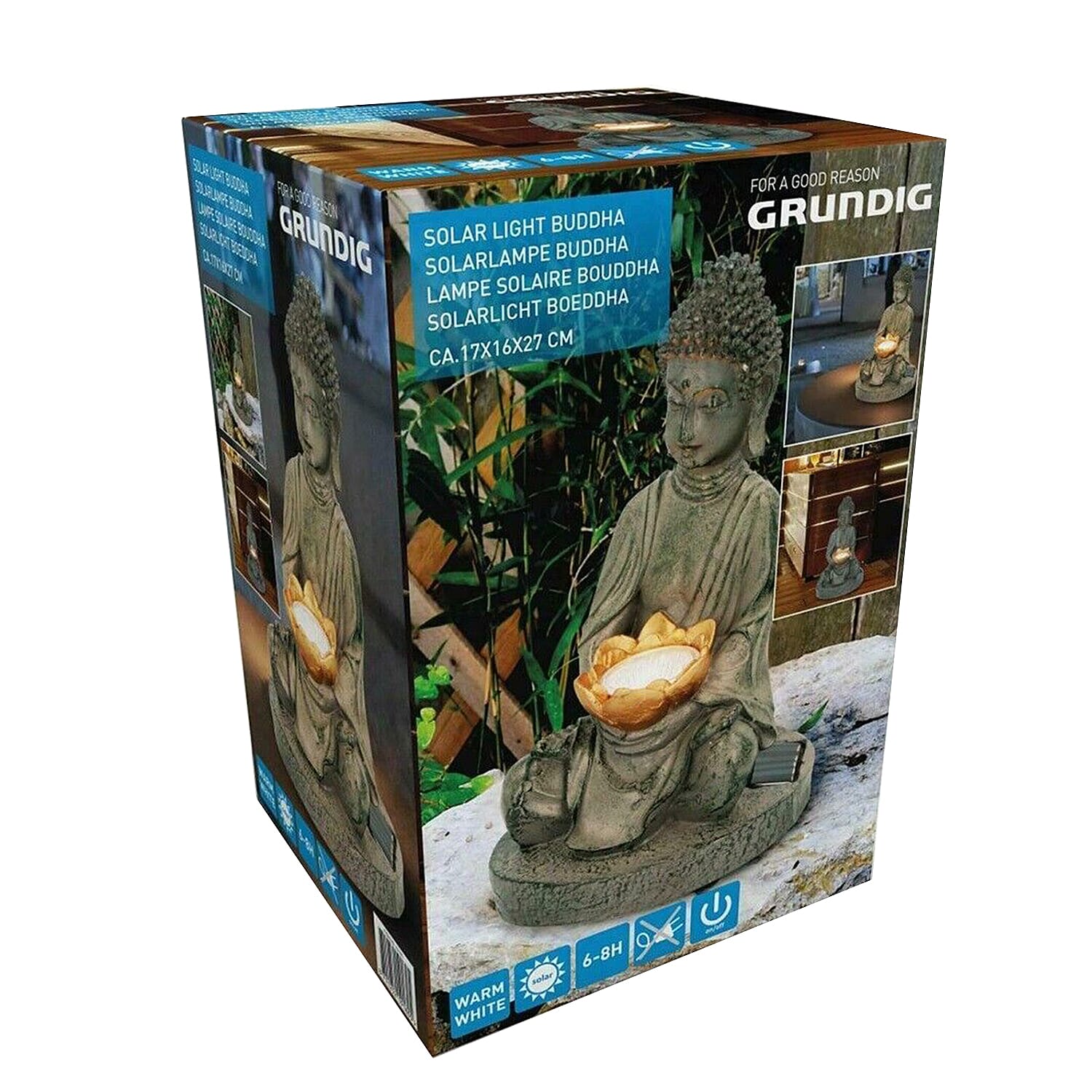 Buddha Garden Ornaments with Solar Lights - 25cm (H)