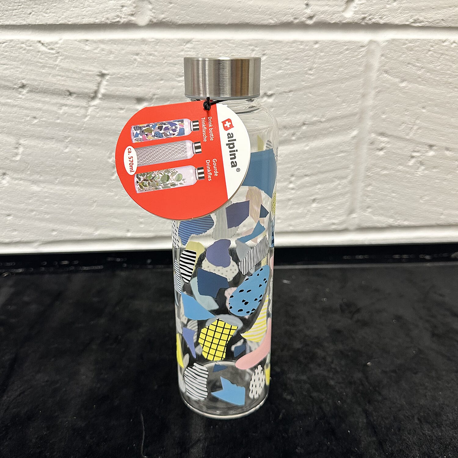 Glass Drinking Bottle - Blue (570ml)