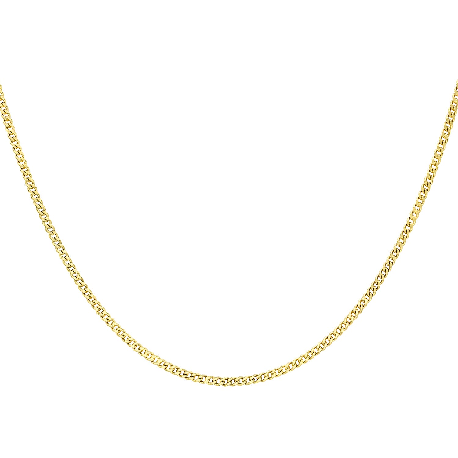 9K Yellow Gold Diamond Cut Curb Chain (Size - 24) with Spring Ring Clasp