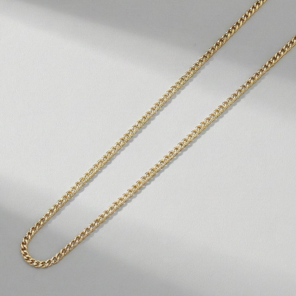 9K Yellow Gold Diamond Cut Curb Chain (Size - 24) with Spring Ring Clasp