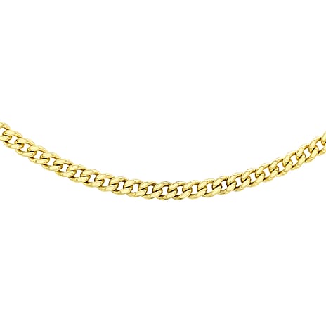 9K Yellow Gold Diamond Cut Curb Chain (Size - Adjustable 16-18) with Spring Ring Clasp