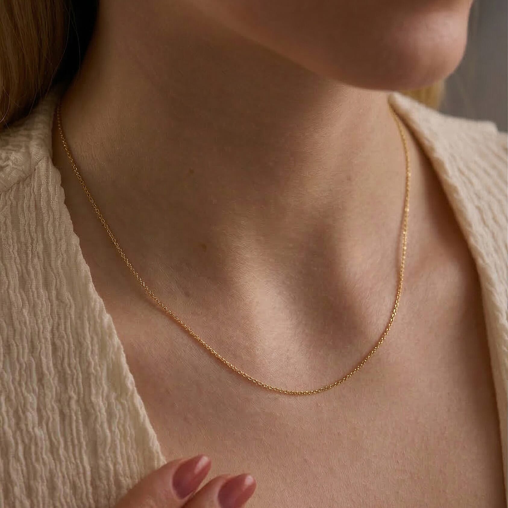 9K Yellow Gold Diamond Cut Curb Chain (Size - Adjustable 16-18) with Spring Ring Clasp