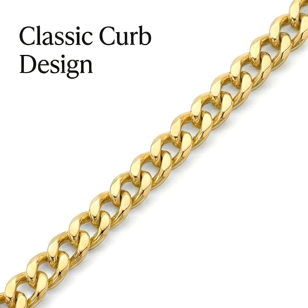 9K Yellow Gold Diamond Cut Curb Chain (Size - Adjustable 16-18) with Spring Ring Clasp