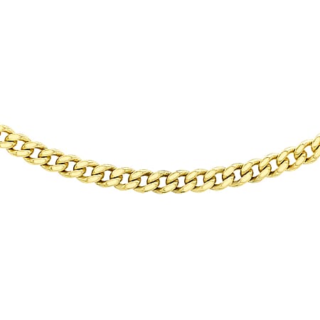 Diamond Cut Adjustable Curb Chain 16 Inch to 18 Inch in 9K Yellow Gold