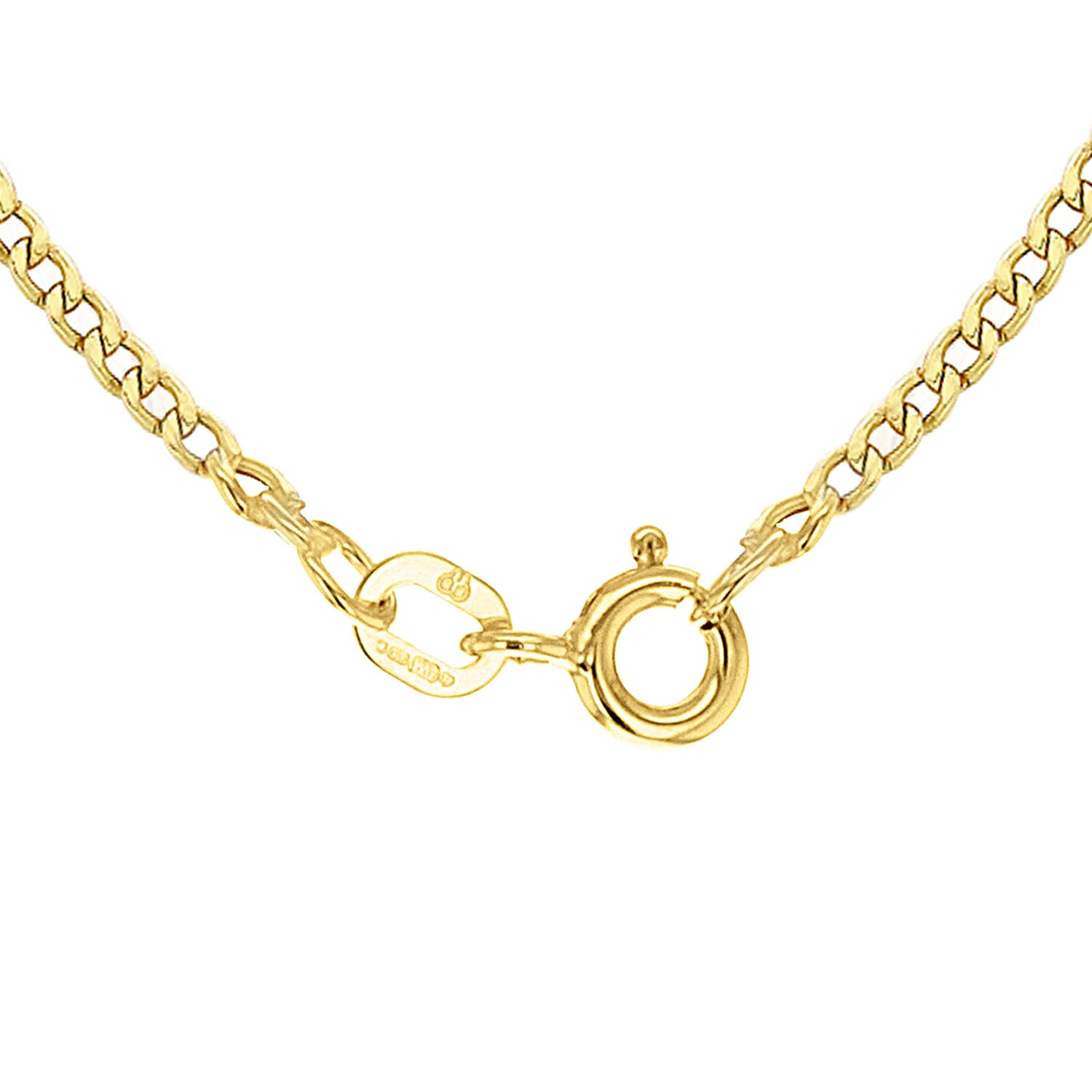 9K Yellow Gold Curb Chain With Spring Ring Clasp (Size - 16)