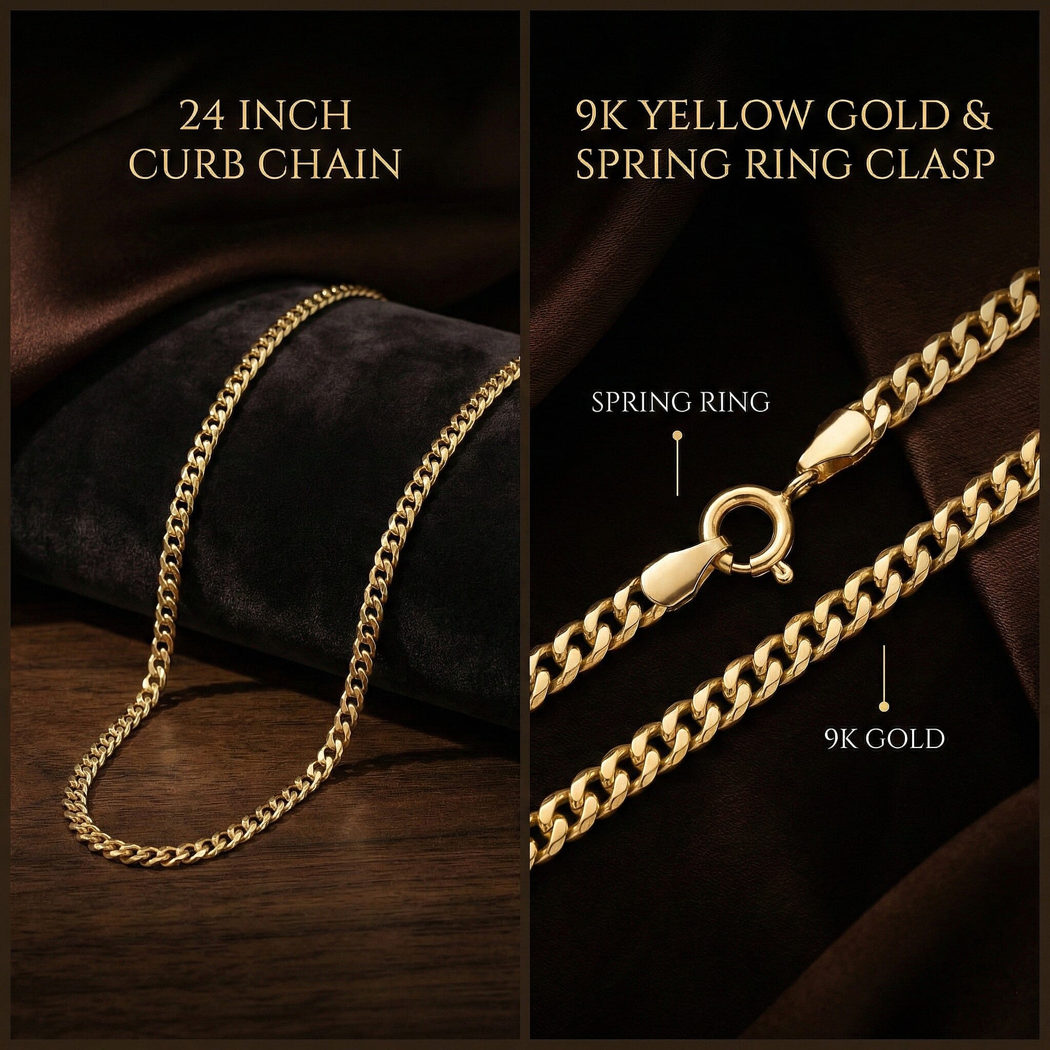 9K Yellow Gold  Chain (Size - 24),  Gold Wt. 2.4 Gms