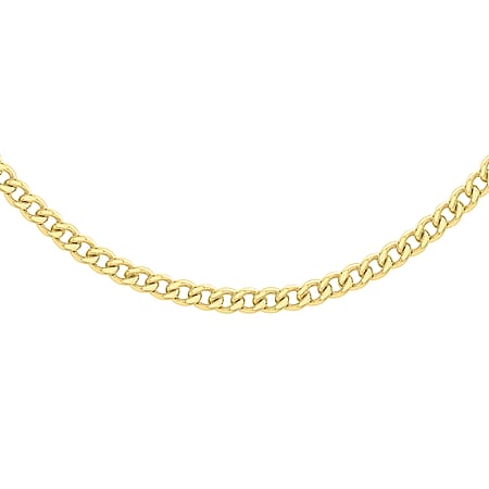 9K Yellow Gold 3.7 MM Curb Chain With Lobster Clasp 18 Inch Diamond Cut