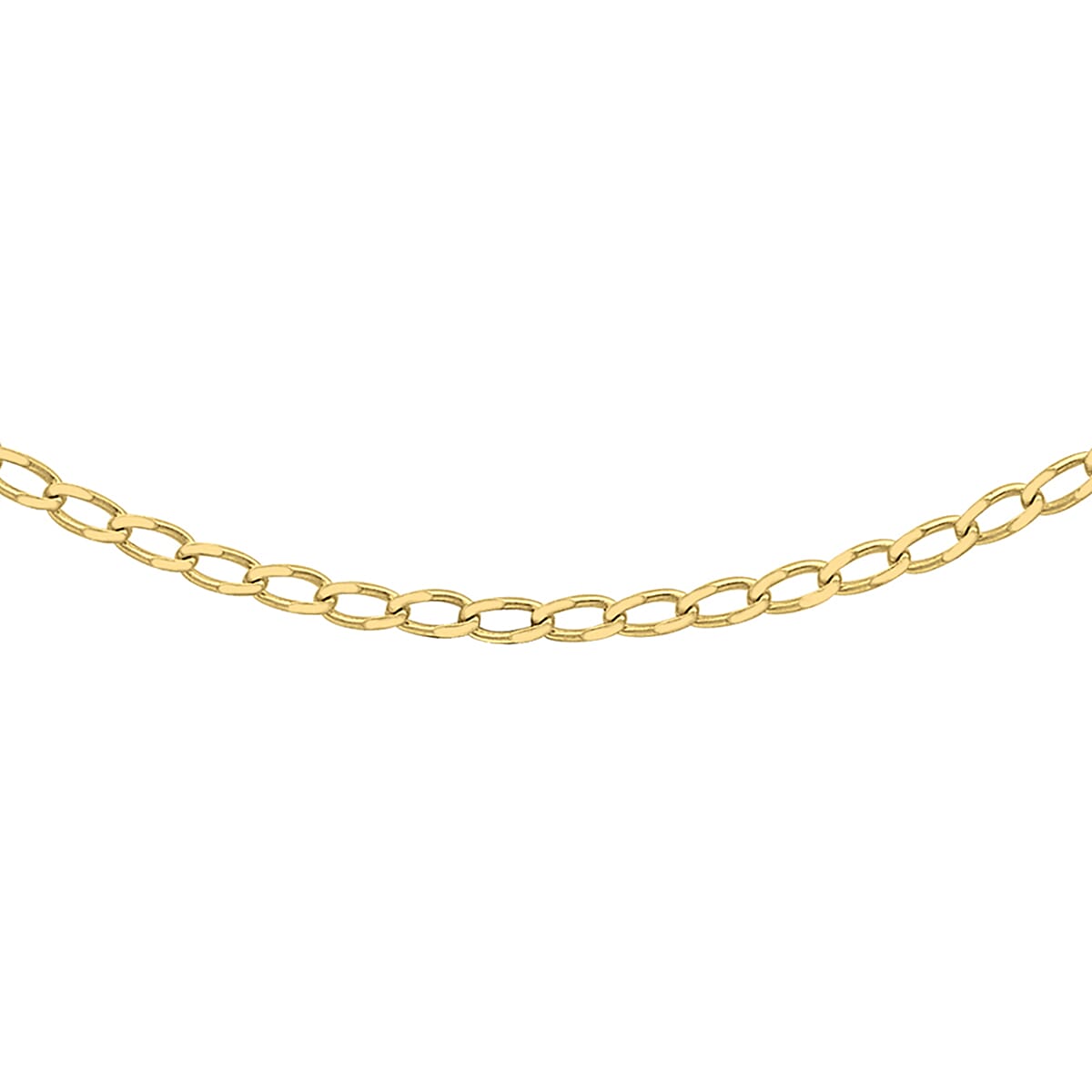 9K Yellow Gold Open Curb Chain With Spring Ring Clasp (Size - 18)