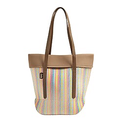 Built New York City Candy Dot Tote Bag With Strap - Cream