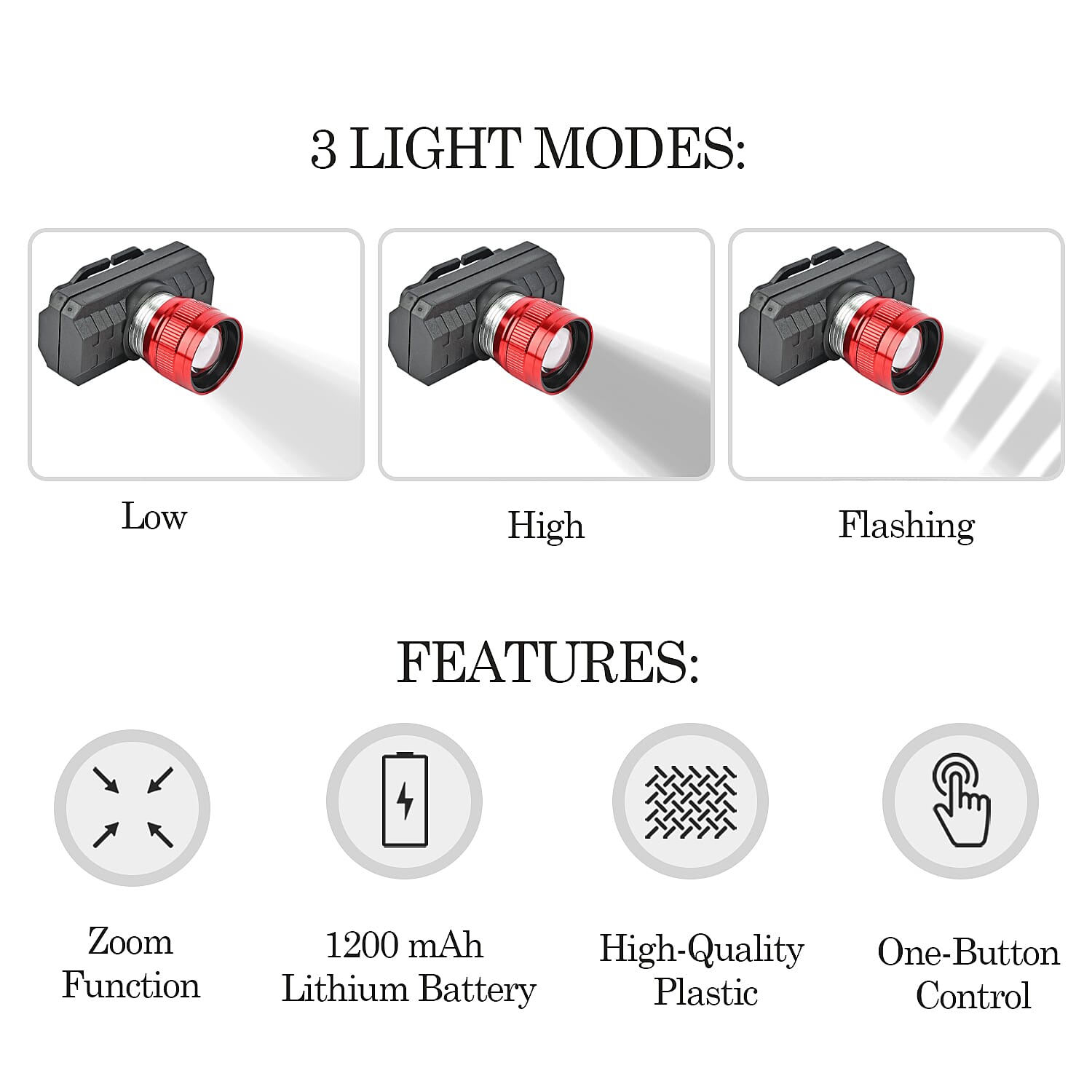 Rechargeable Headlamp with 3 modes