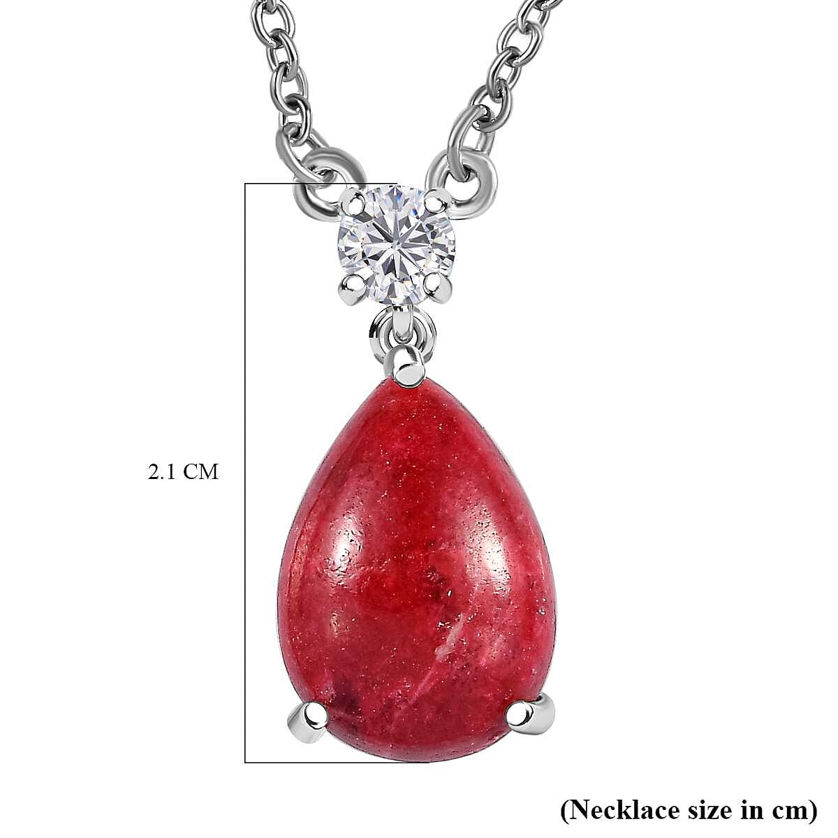 Thulite and White Topaz Sterling Silver Necklace (Size - 20) 6.95 Ct
