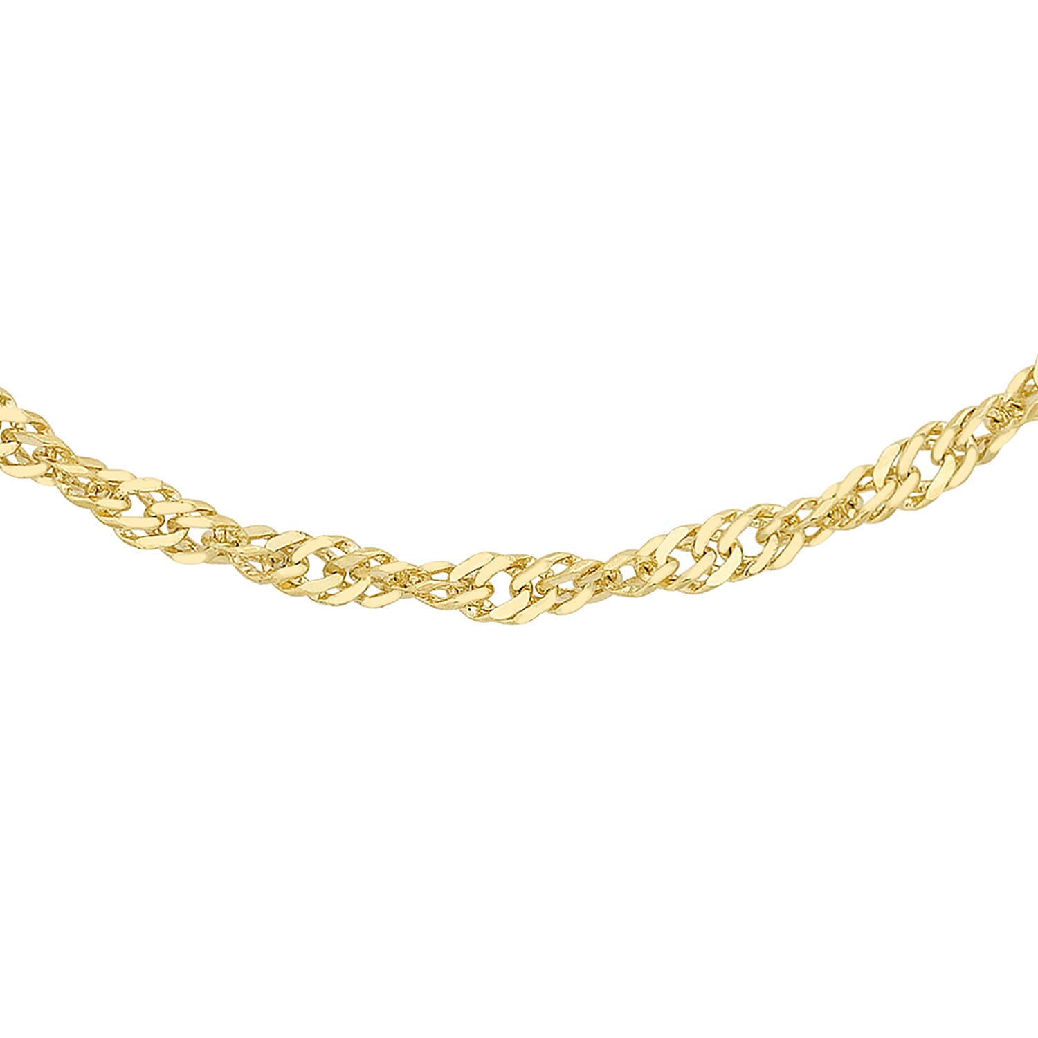 9K Yellow Gold Twist Curb Chain With Spring Ring Clasp (Size - 16)