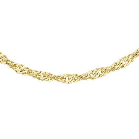 Diamond Cut Twist Curb Chain 16 Inch in 9K Yellow Gold