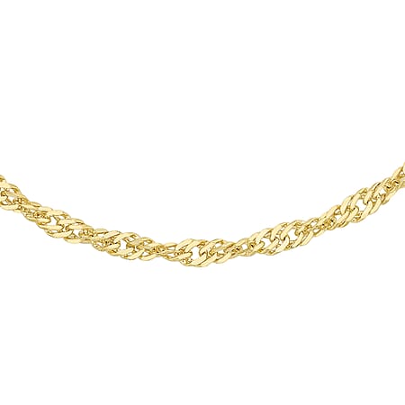 Diamond Cut Twist Curb Chain 18 Inch in 9K Yellow Gold