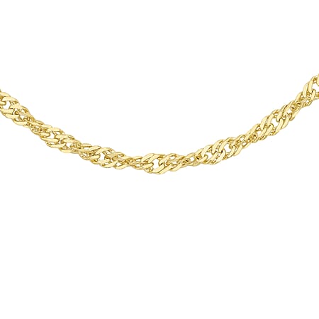 9K Yellow Gold 2 MM Twisted Curb Chain With Spring Ring Clasp 16 Inch Diamond Cut