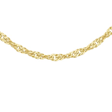9K Yellow Gold Twist Curb Chain With Spring Ring Clasp (Size - 16)