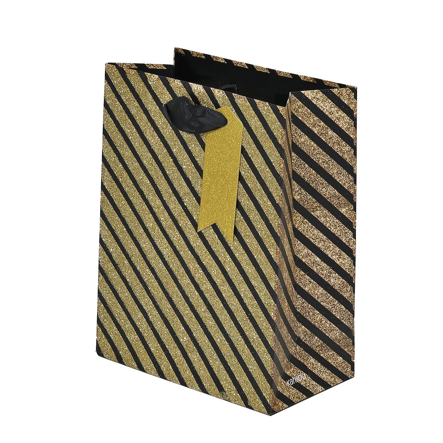 Set of 12 Eco Friendly Gift Bags with Gold Foiling Prints for All Occasions (Size - Lx4-Multi, Mx4-Red, Sx4 - Gold)