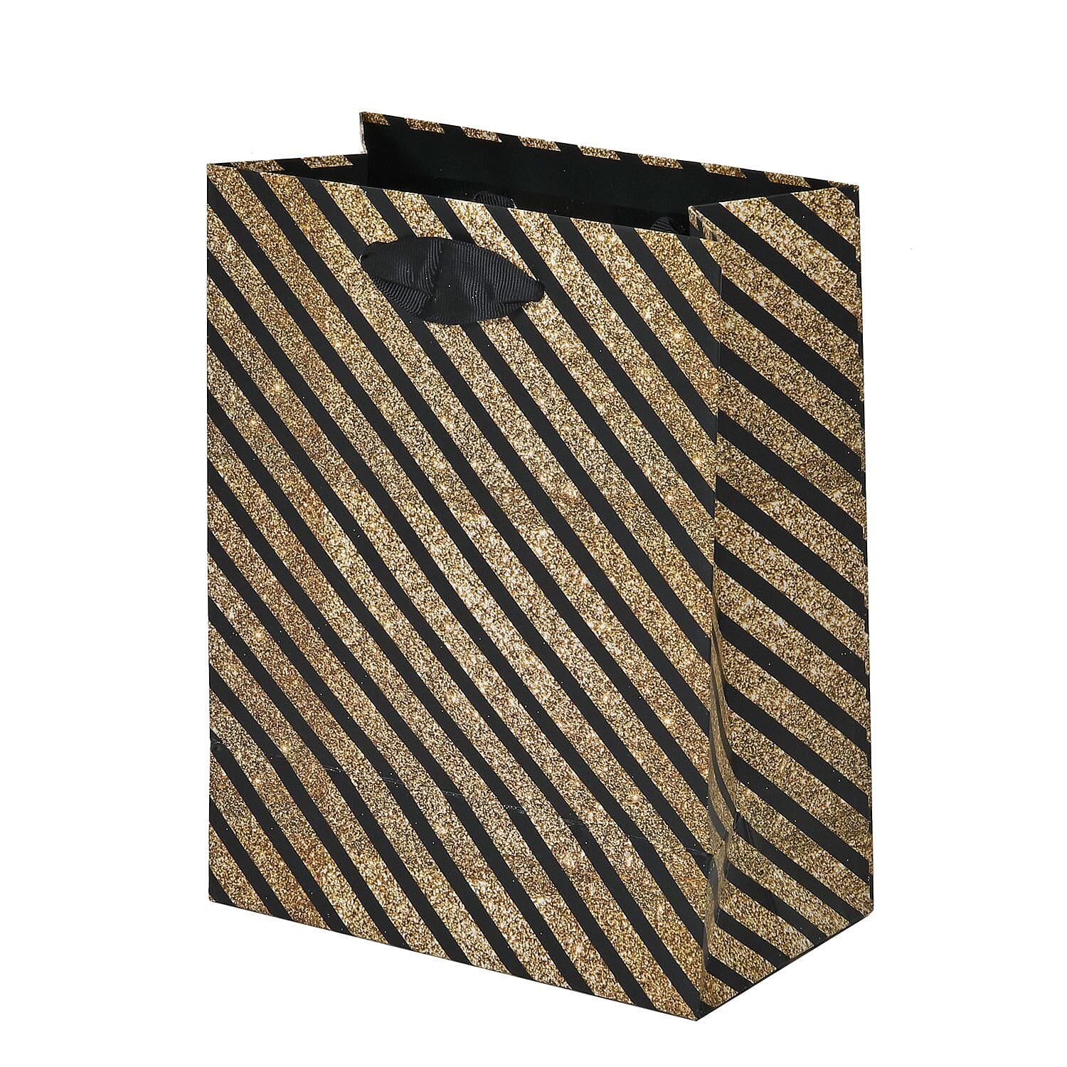 Set of 12 Eco Friendly Gift Bags with Gold Foiling Prints for All Occasions (Size - Lx4-Multi, Mx4-Red, Sx4 - Gold)