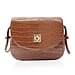 Croc Embossed Twistlock Shoulder Bag - Tan