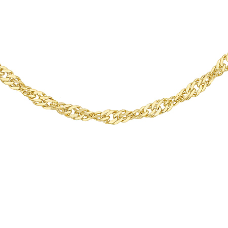 Diamond Cut Twist Curb Chain 24 Inch in 9K Yellow Gold