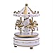 Handcrafted 4-horse Wood Carousel Musical Box - White & Pink