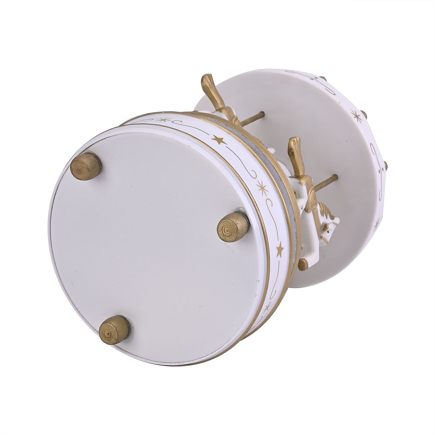 Handcrafted 4-horse Wood Carousel Musical Box - White