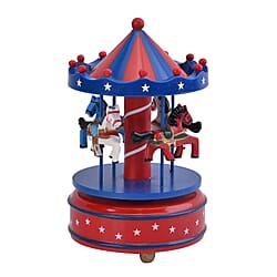 Handcrafted 4-horse Wood Carousel Musical Box - White
