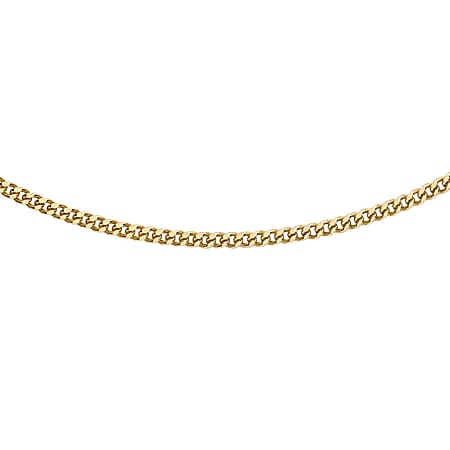 9K Yellow Gold 1.2 MM Curb Chain With Spring Ring Clasp 20 Inch Diamond Cut