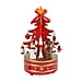 Rotating Christmas Tree Music Box with Figurines & Adorable Mini Hanging Ornaments - Red 18x13cm