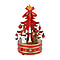 Rotating Christmas Tree Music Box with Figurines & Adorable Mini Hanging Ornaments - White 18x13cm