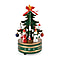 Rotating Christmas Tree Music Box with Figurines & Adorable Mini Hanging Ornaments - Green 18x13cm