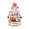 Rotating Christmas Tree Music Box with Figurines & Adorable Mini Hanging Ornaments - Red 18x13cm