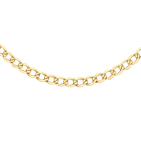 Diamond Cut Flat Curb Chain 24 Inch in 9K Yellow Gold