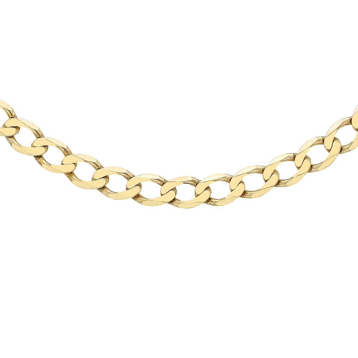 9K Yellow Gold Flat Curb Chain With Lobster Clasp (Size - 16)
