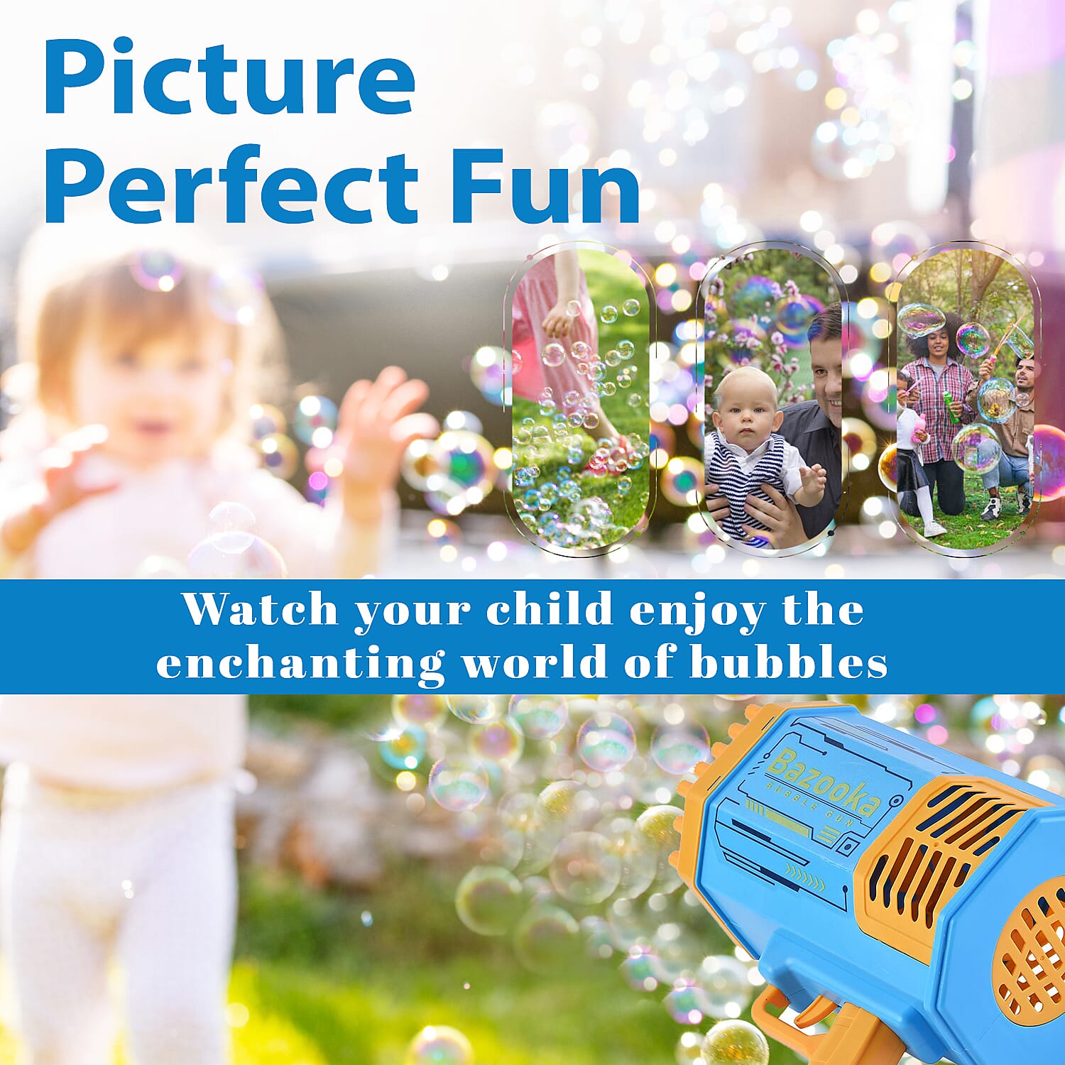 69 Holes Rocket Bubble Gun with Bubble Water - Purple & White