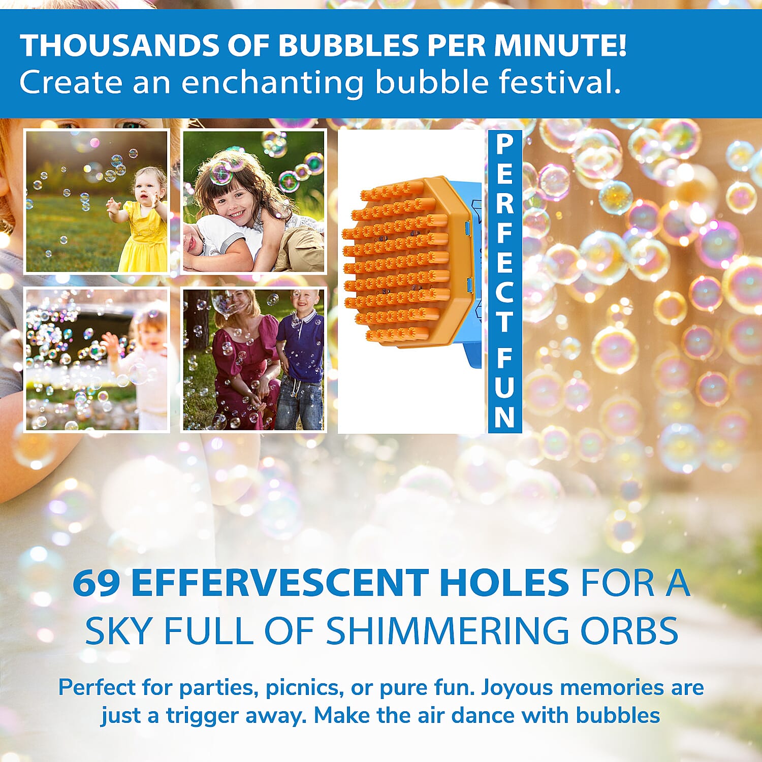 69 Holes Rocket Bubble Gun with Bubble Water - Purple & White