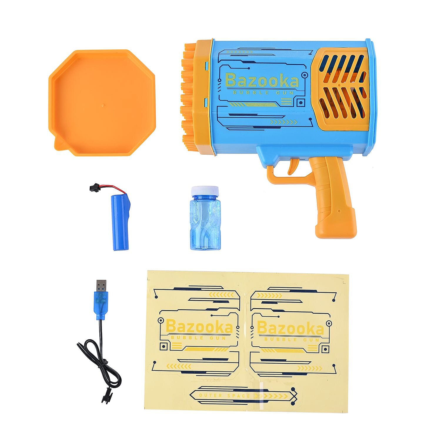 69 Holes Rocket Bubble Gun with Bubble Water - Purple & White