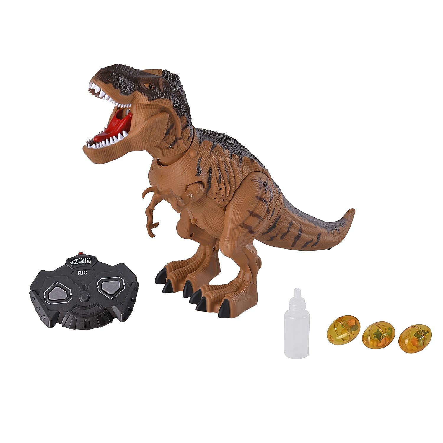 Remote Controlled Spray Laying Tyrannosaurus Rex with Projection - Brown -  (Requires 5AA Batteries - not Incld)