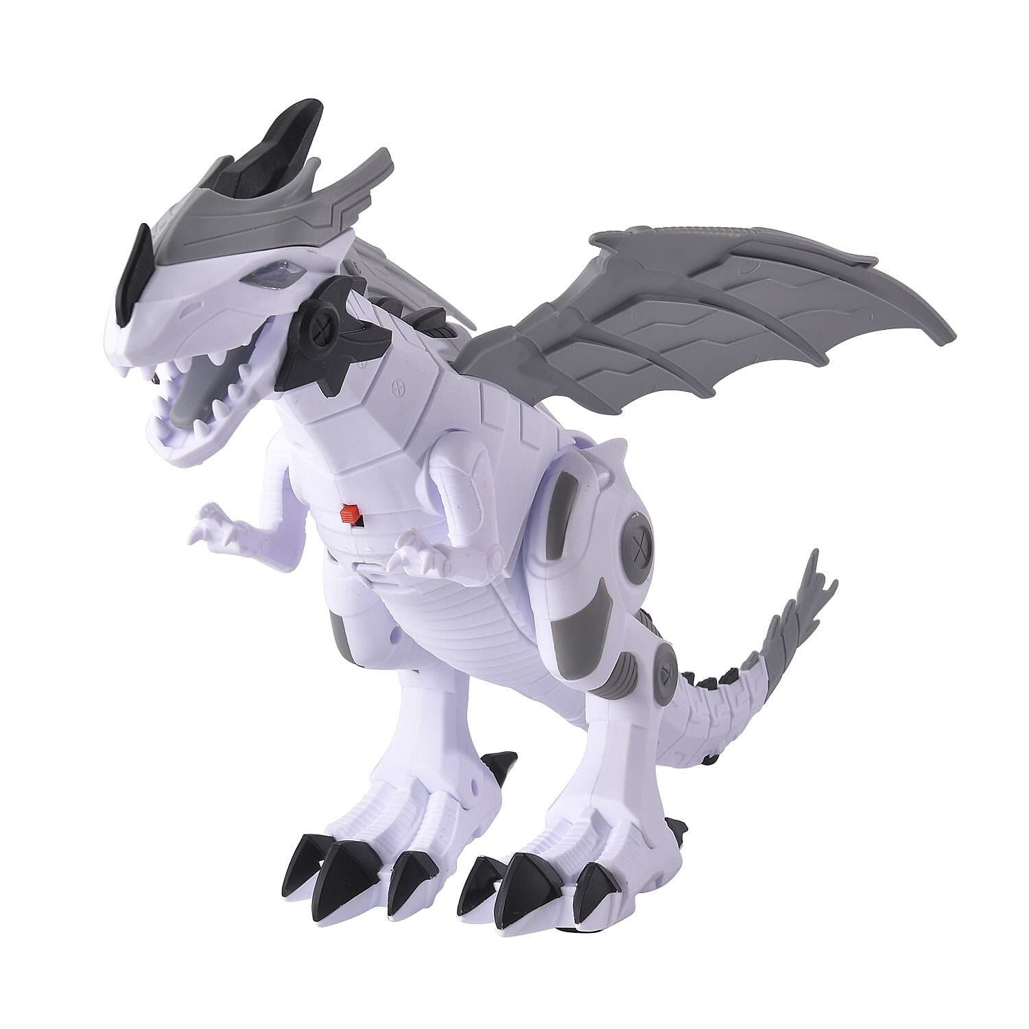 Mechanical Electric Walking Dinosaur with Wings - White - Requires 2AA Batteries (Not Inlcd)