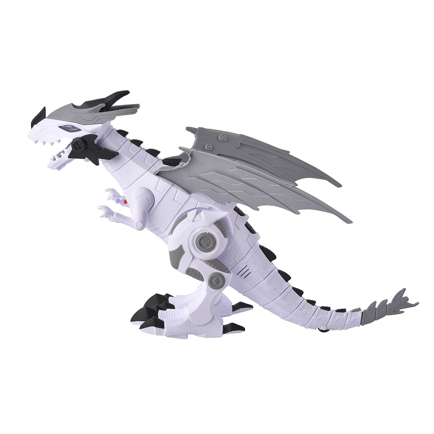 Mechanical Electric Walking Dinosaur with Wings - White - Requires 2AA Batteries (Not Inlcd)