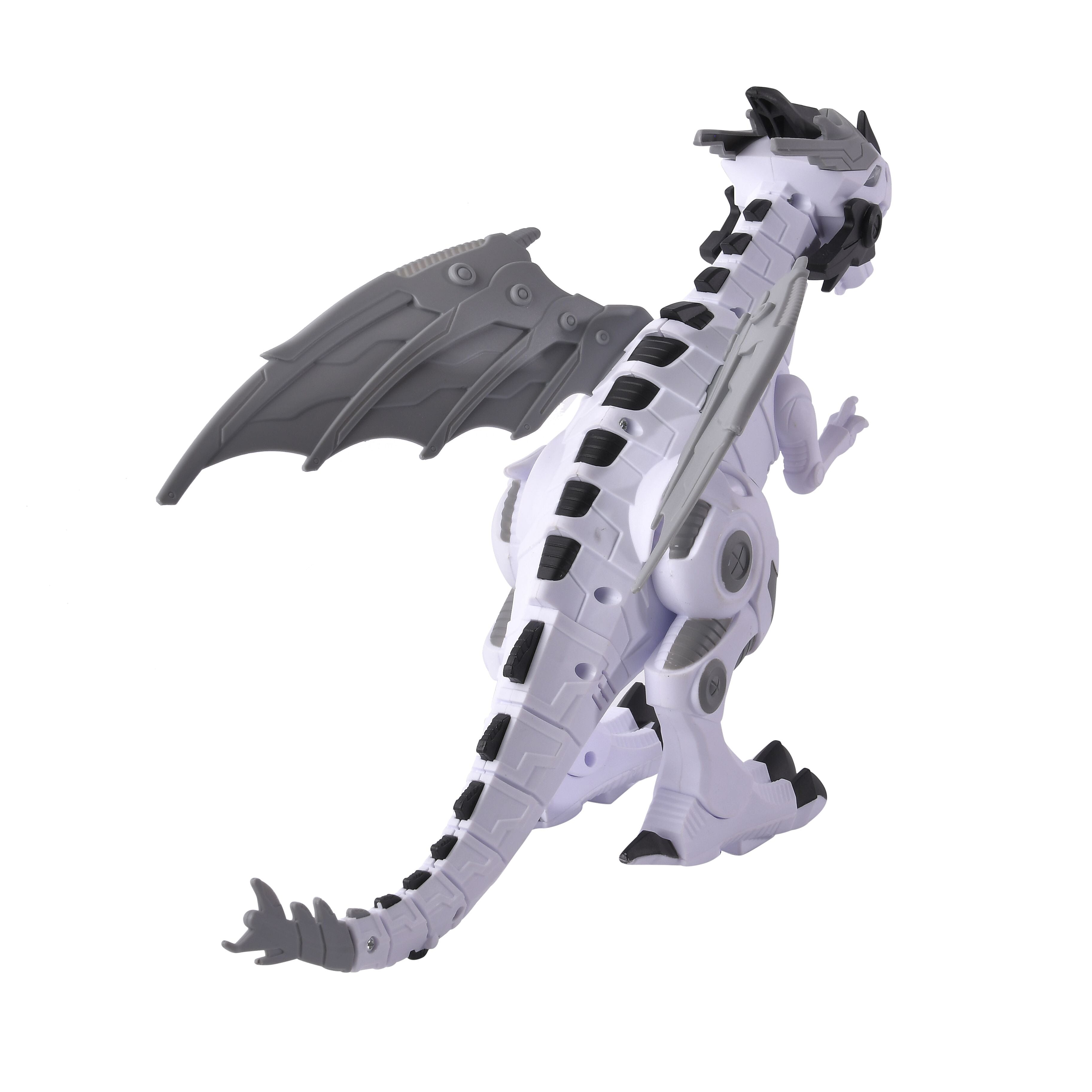 Mechanical Electric Walking Dinosaur with Wings - White - Requires 2AA Batteries (Not Inlcd)